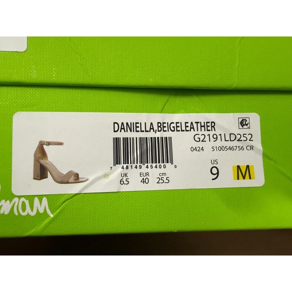 Sam Edelman Daniella Block Heel Sandal Soft Beige Patent Ankle Strap Womens‎ 9